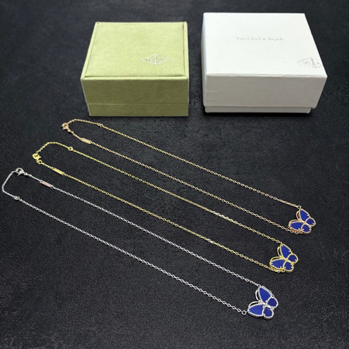 Blue-Inlay Butterfly Pendant Necklace