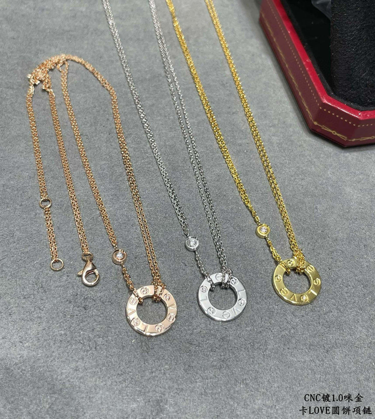 Double-Chain Studded Circle Necklace