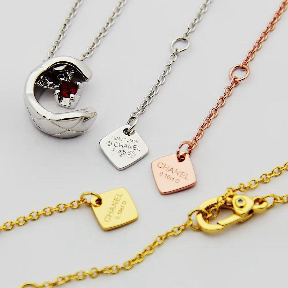 Pave C-Letter Pendant Necklace