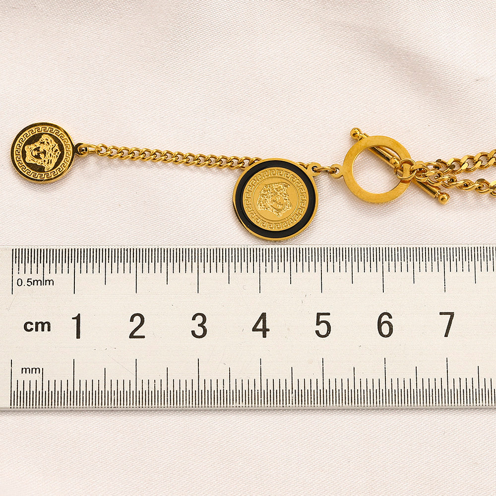 304 Stainless Steel Toggle Medallion Y-Drop Necklace