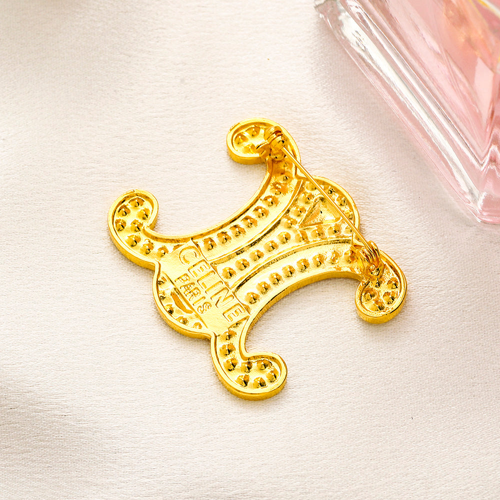 Alloy Steel Pave Emblem Brooch