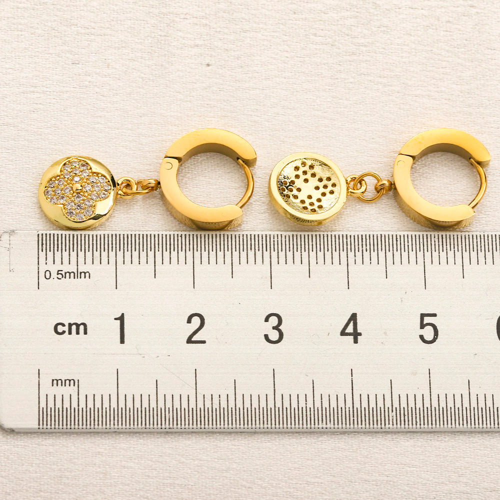 304 Stainless Steel Textured Disc Charm Huggie Earrings