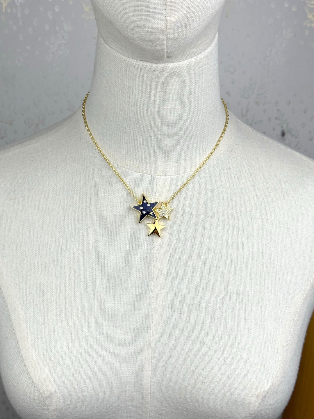 Triple Star Pendant Necklace