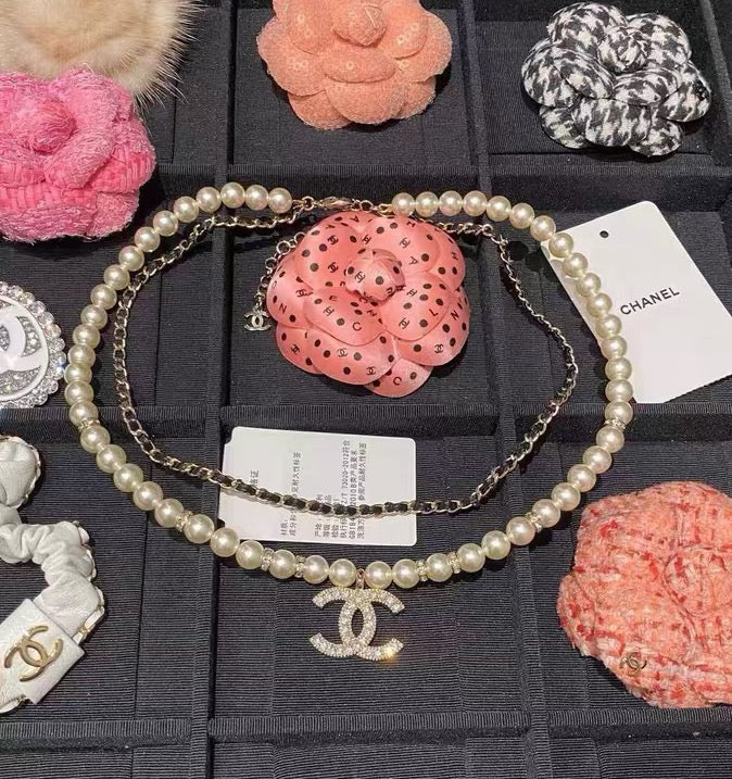 Double-Strand Pearl-Look Interlocking-C Necklace