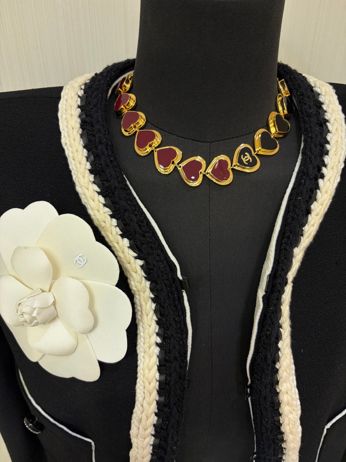 Red & Black Heart-Link Necklace