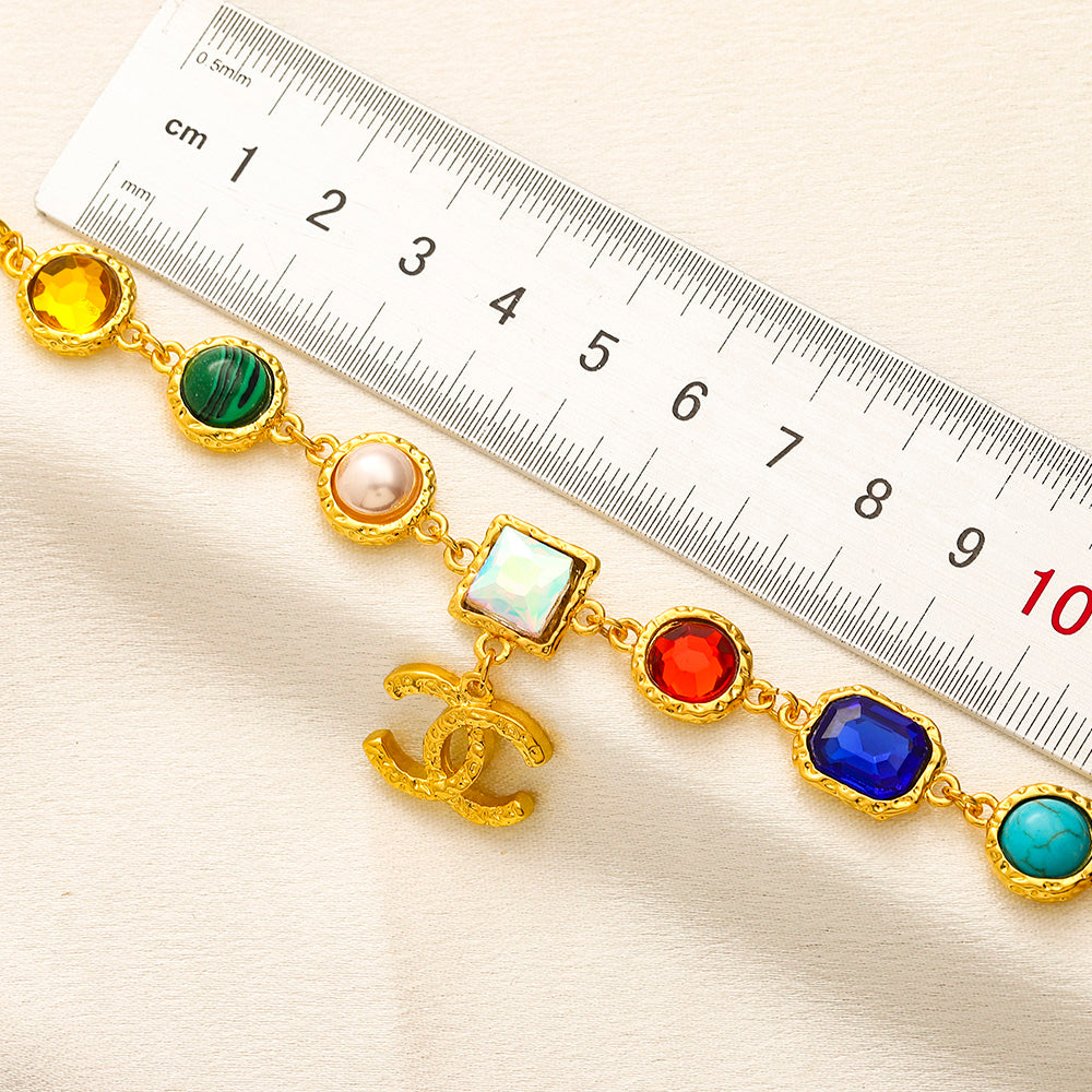 Alloy Colorful Stone Bracelet & Necklace - Individual or Set