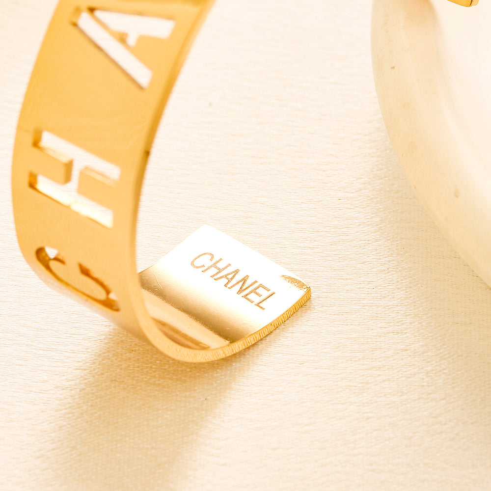 304 Stainless Steel Cutout Letter Cuff Bracelet