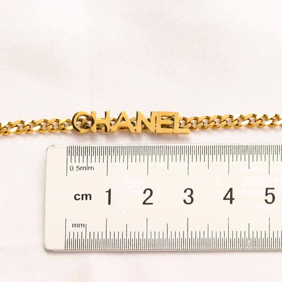 304 Stainless Steel Letter-Bar Curb Chain Necklace
