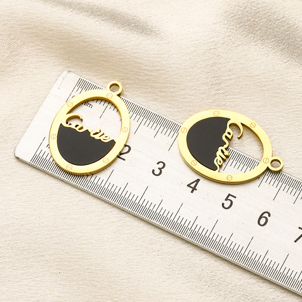 304 Stainless Steel Two-Tone Disc Charm Hoop Earrings