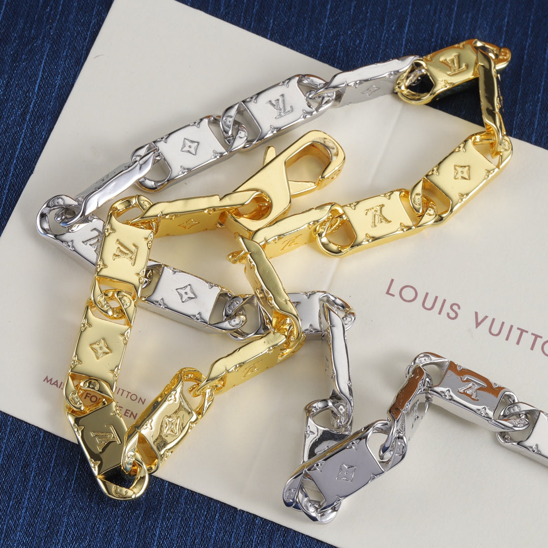 Two-Tone Engraved Link Necklace