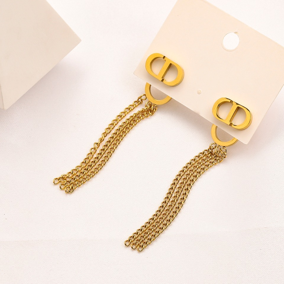 Monogram Chain Tassel Earrings