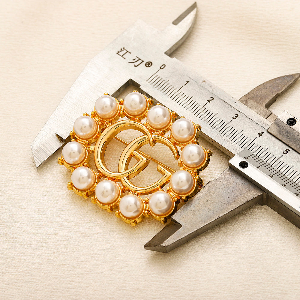 Alloy Stamped Real Gold Plated Brooch,Brooches Collection、GU*CI Series