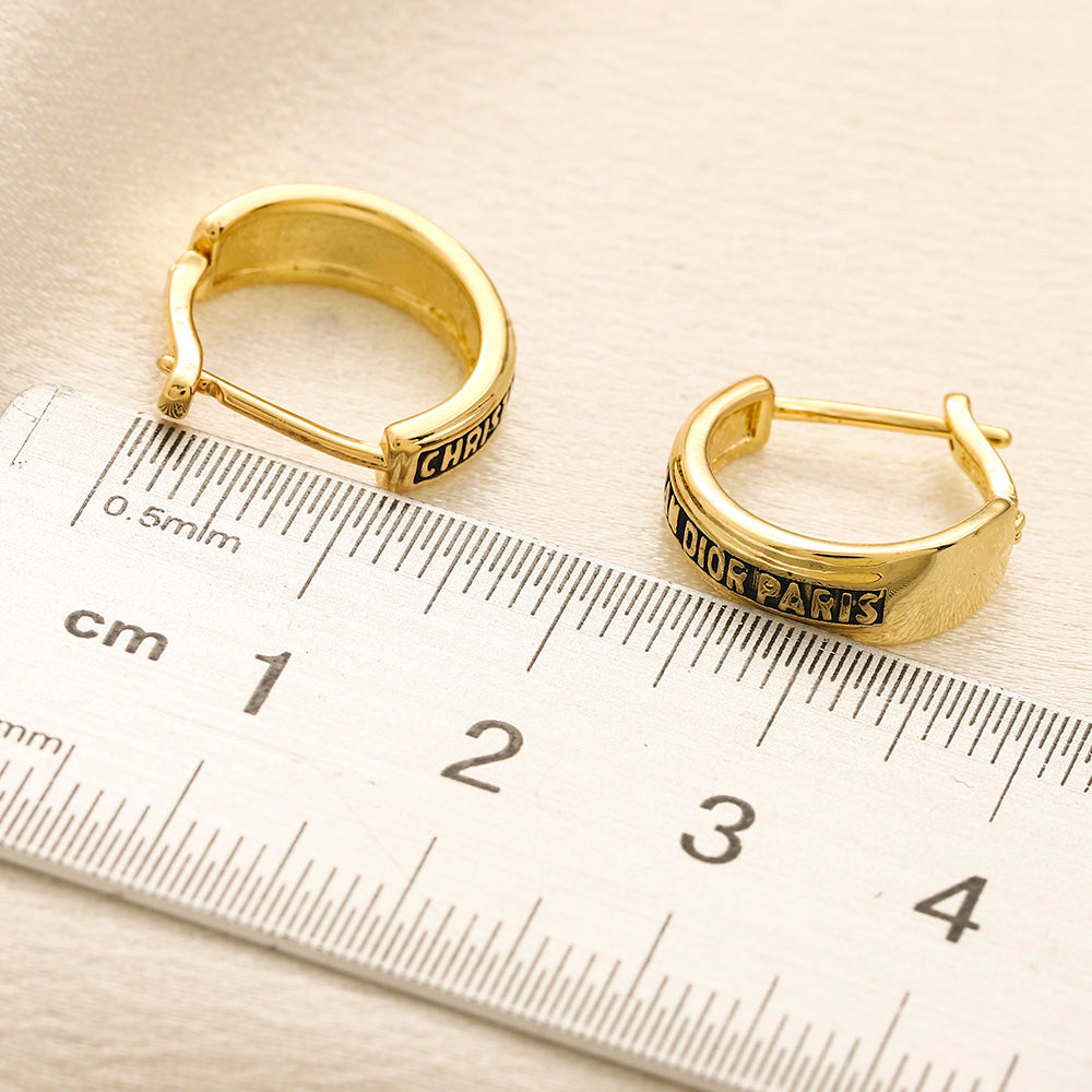 304 Stainless Steel Letter Band Huggie Earrings