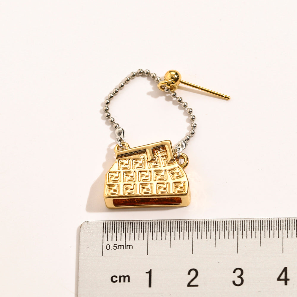 304 Stainless Steel Handbag Charm Chain Drop Earrings