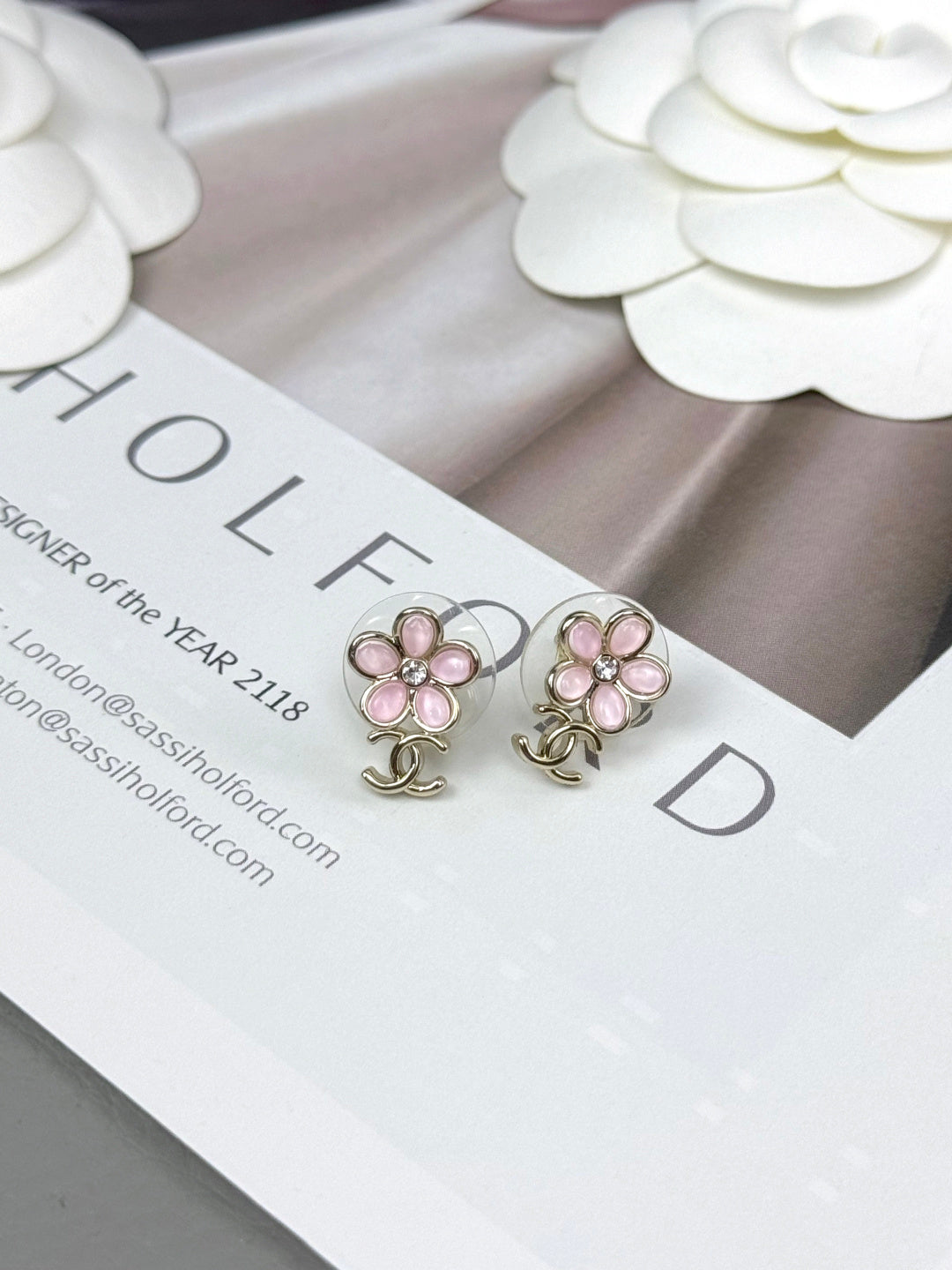 Pink Petal Flower Drop Earrings