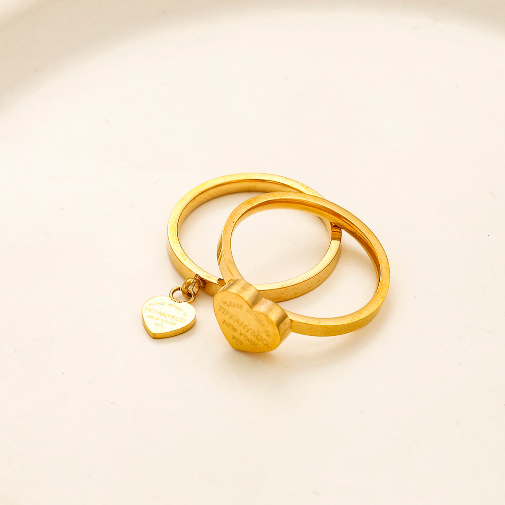 Copper Zirconium Real Gold Plated Ring,Rings Collection、T*ffany Series