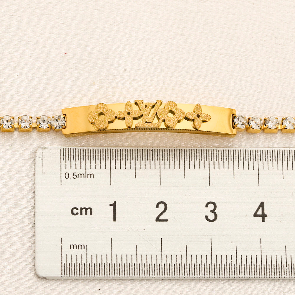 304 Stainless Steel Letter-Bar Curb Chain Bracelet - 4 Style Options