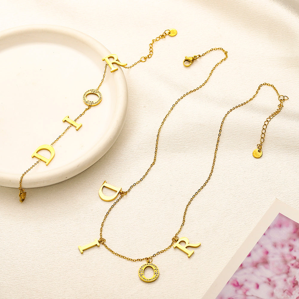 304 Stainless Steel Letter Station Bracelet & Necklace - Individual or Set