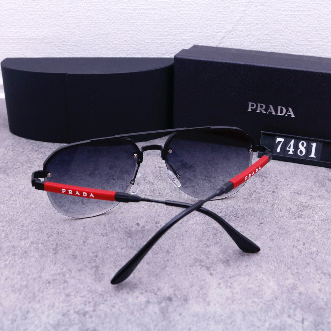 Squared Aviator Sunglasses with Contrast Temple Accents