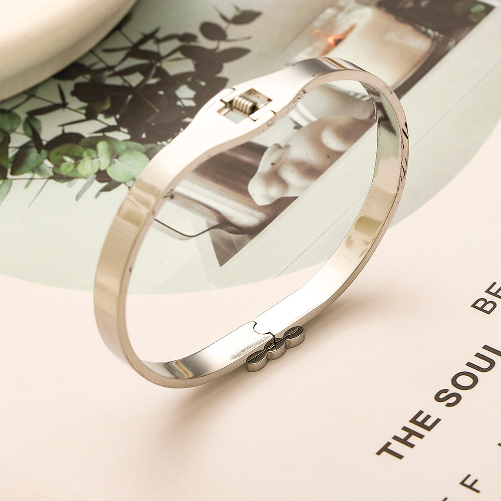 304 Stainless Steel Pave Accent Emblem Bangle