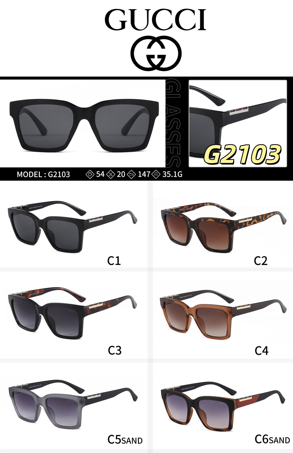 Oversized Cat-Eye Sunglasses with Broad Metal Temples