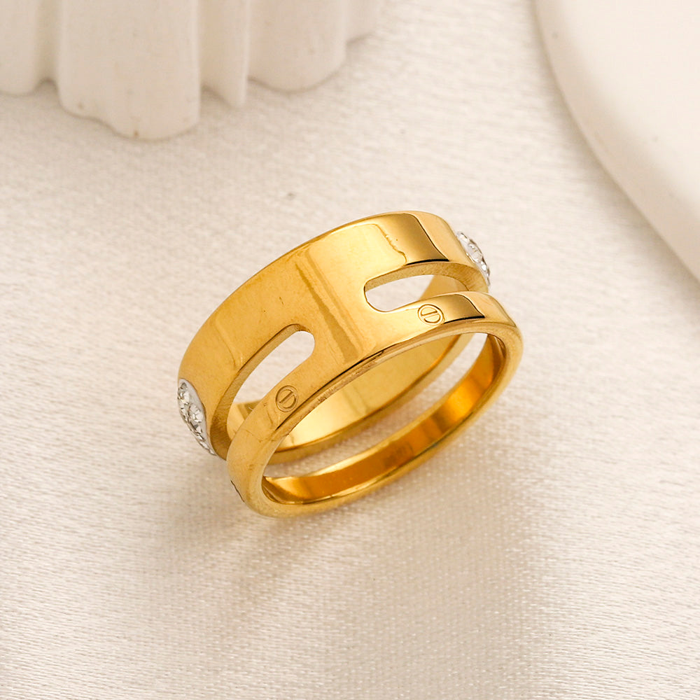 Copper Zirconium Real Gold Plated Ring,Rings Collection、Cart*er Series