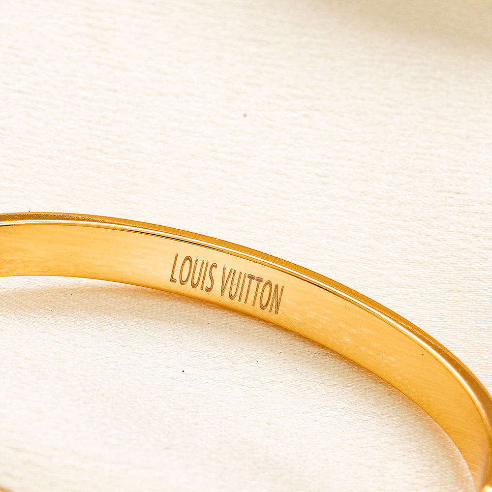 304 Stainless Steel Monogram Multi-Charm Bangle Bracelet