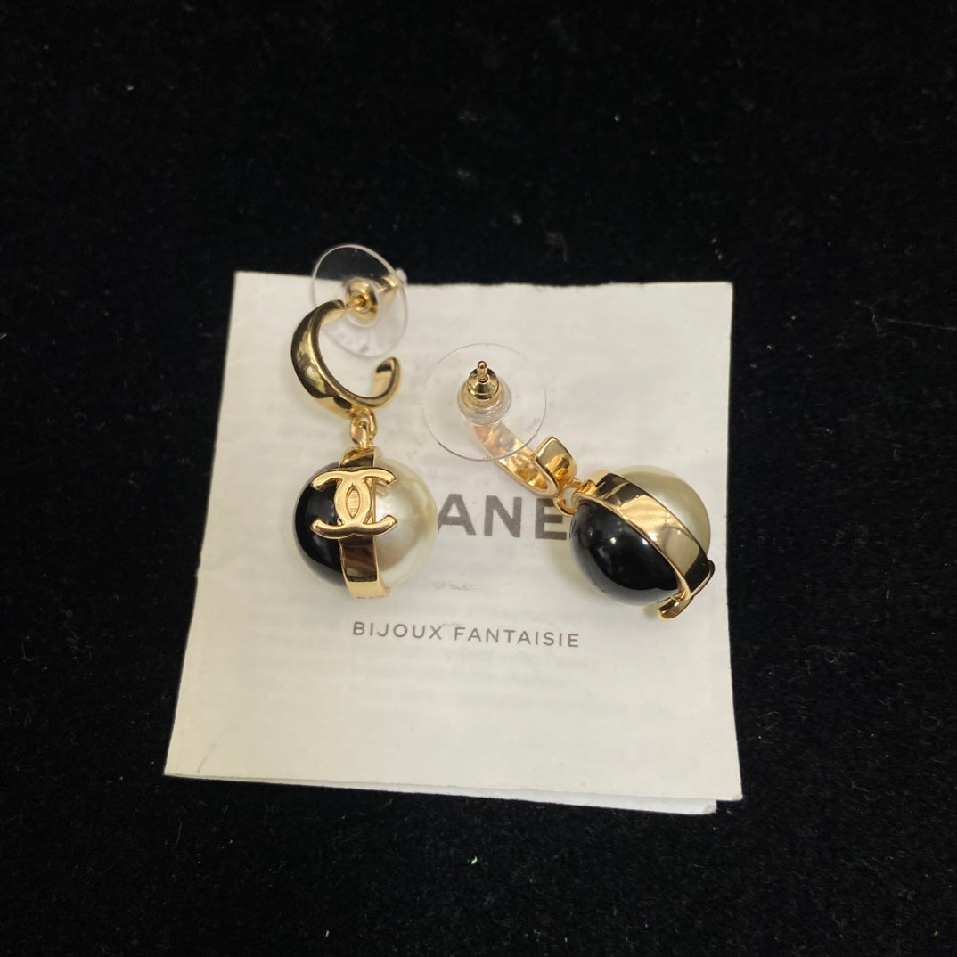 Polished Ball Charm Hoop Earrings