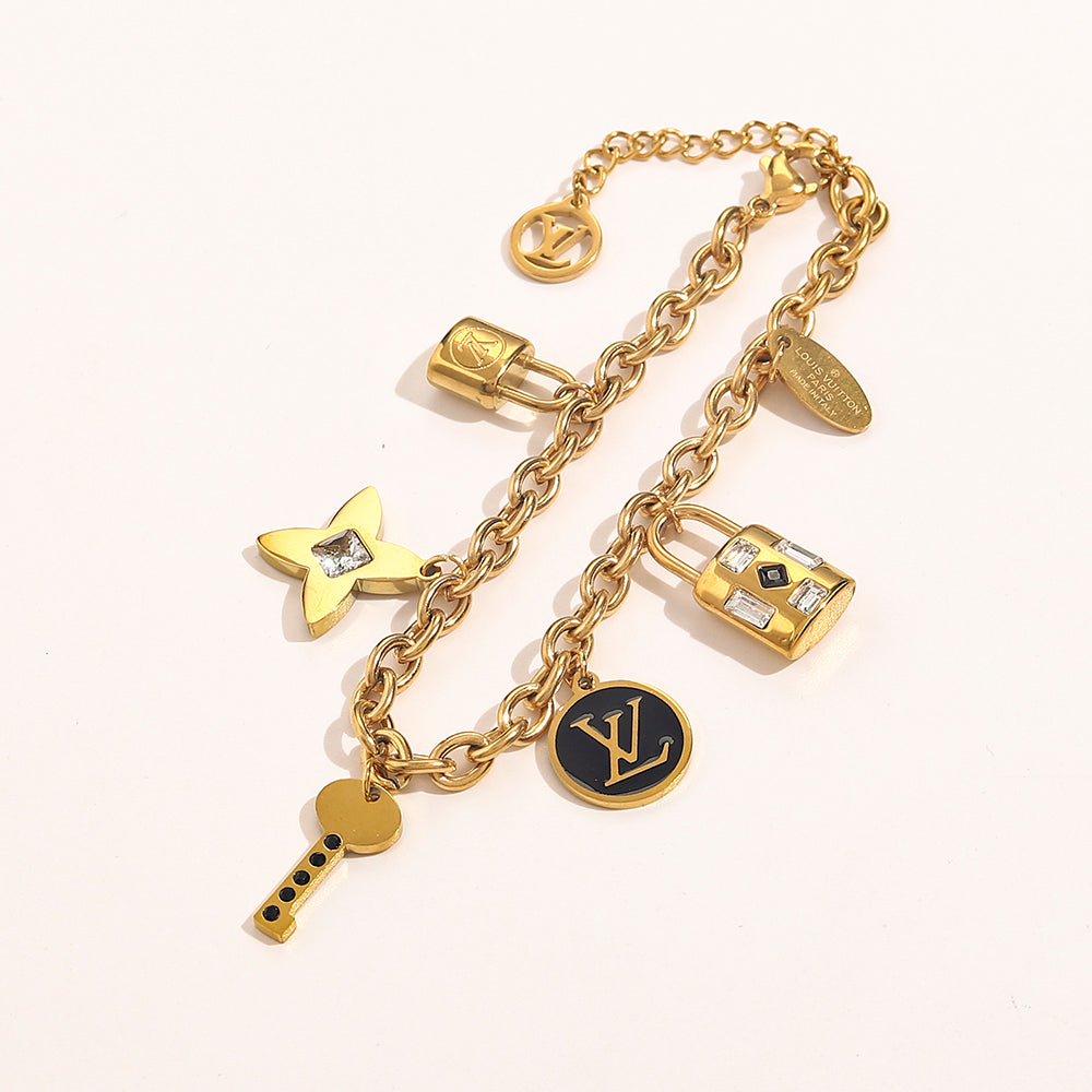 304 Stainless Steel Floral & Disc Charm Bracelet & Necklace - Individual or Set