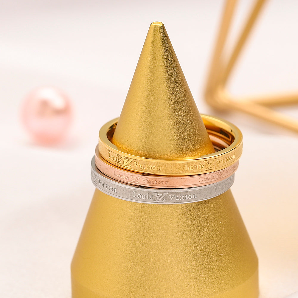 Copper Zirconium Real Gold Plated Ring,Rings Collection、L*V Series Series