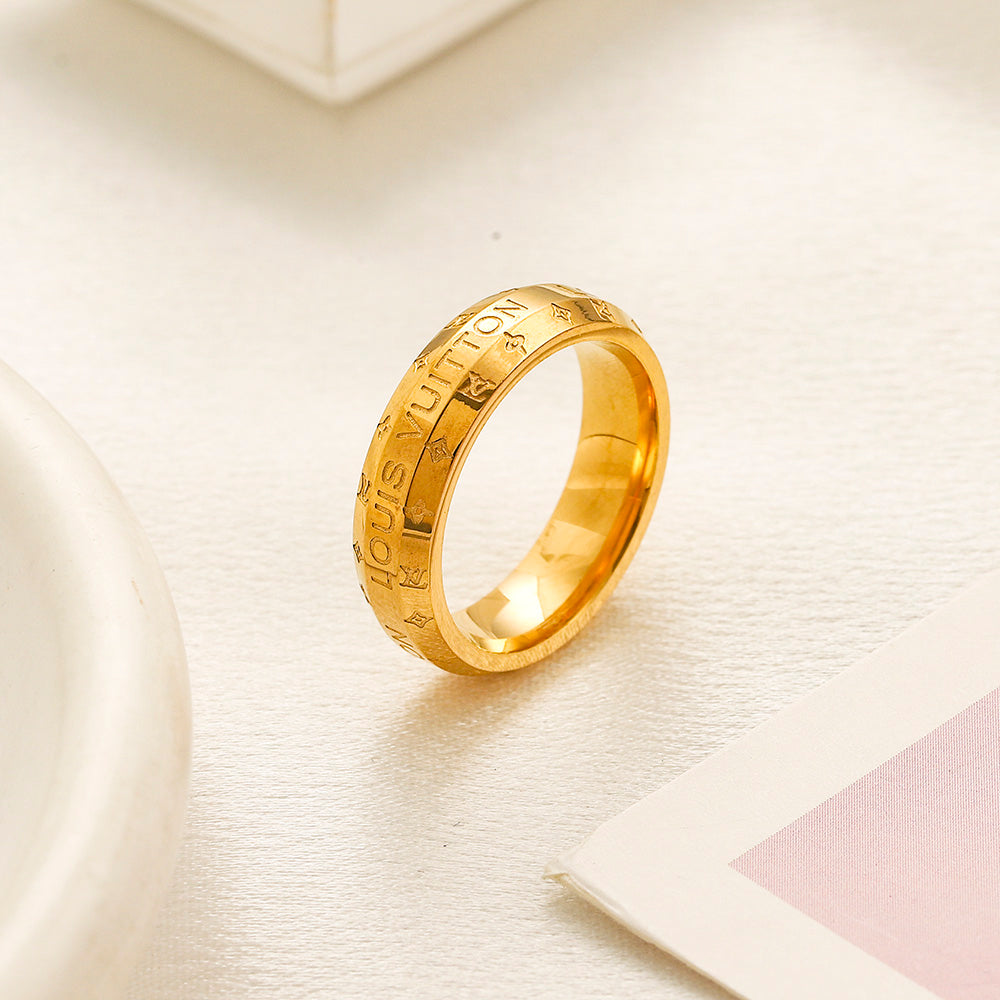 Copper Zirconium Real Gold Plated Ring,Rings Collection、L*V Series
