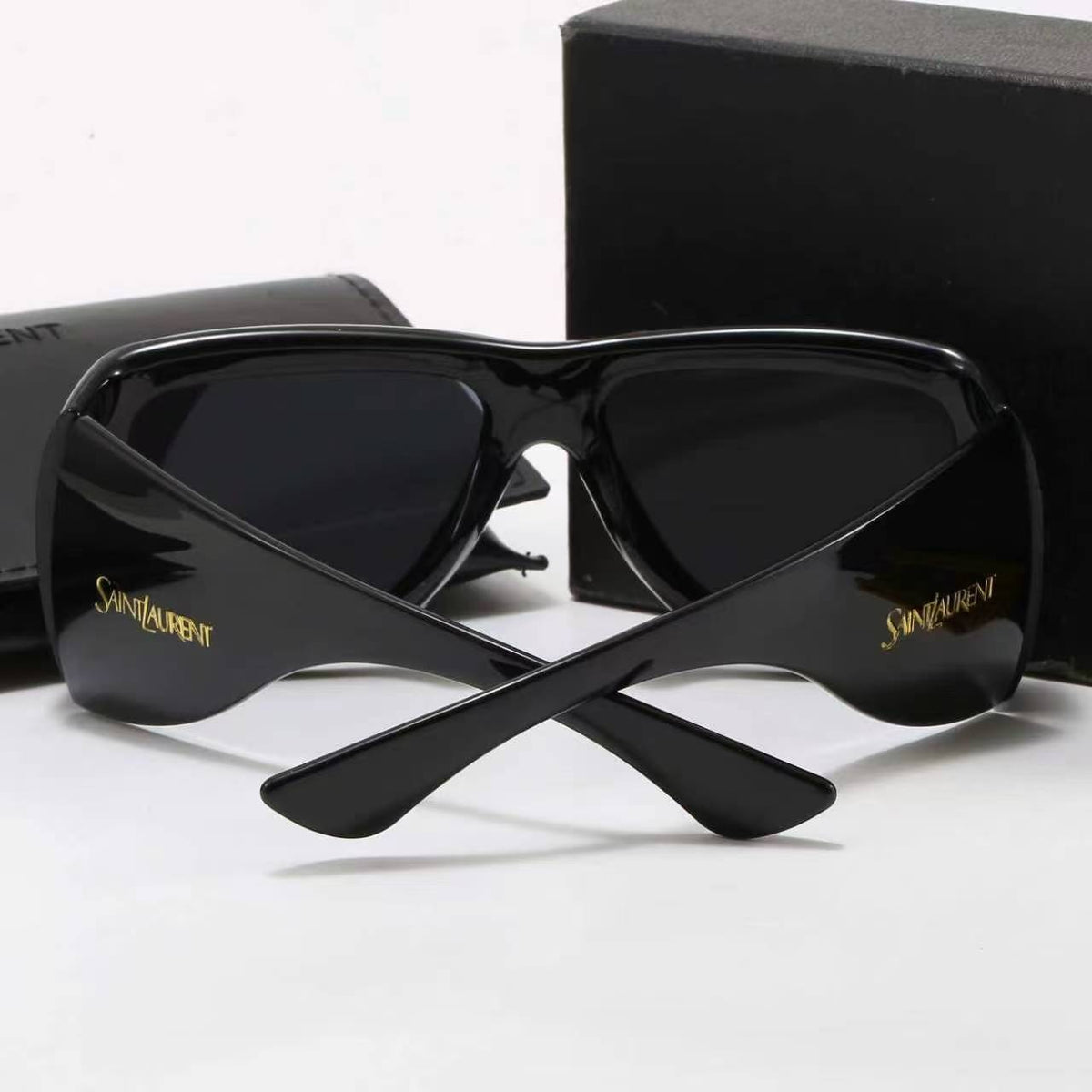 Wide Rectangular Sunglasses with Rounded Corners