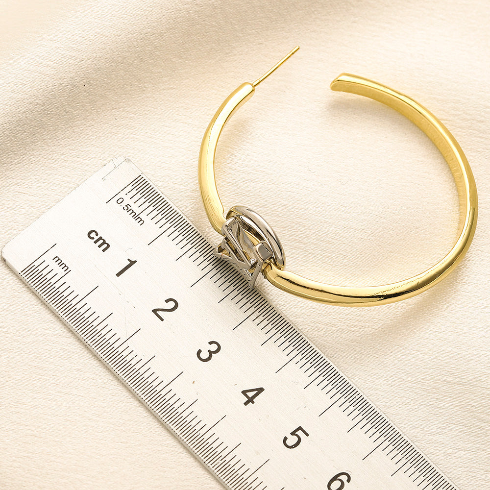 Copper Double Monogram Hoop Earrings