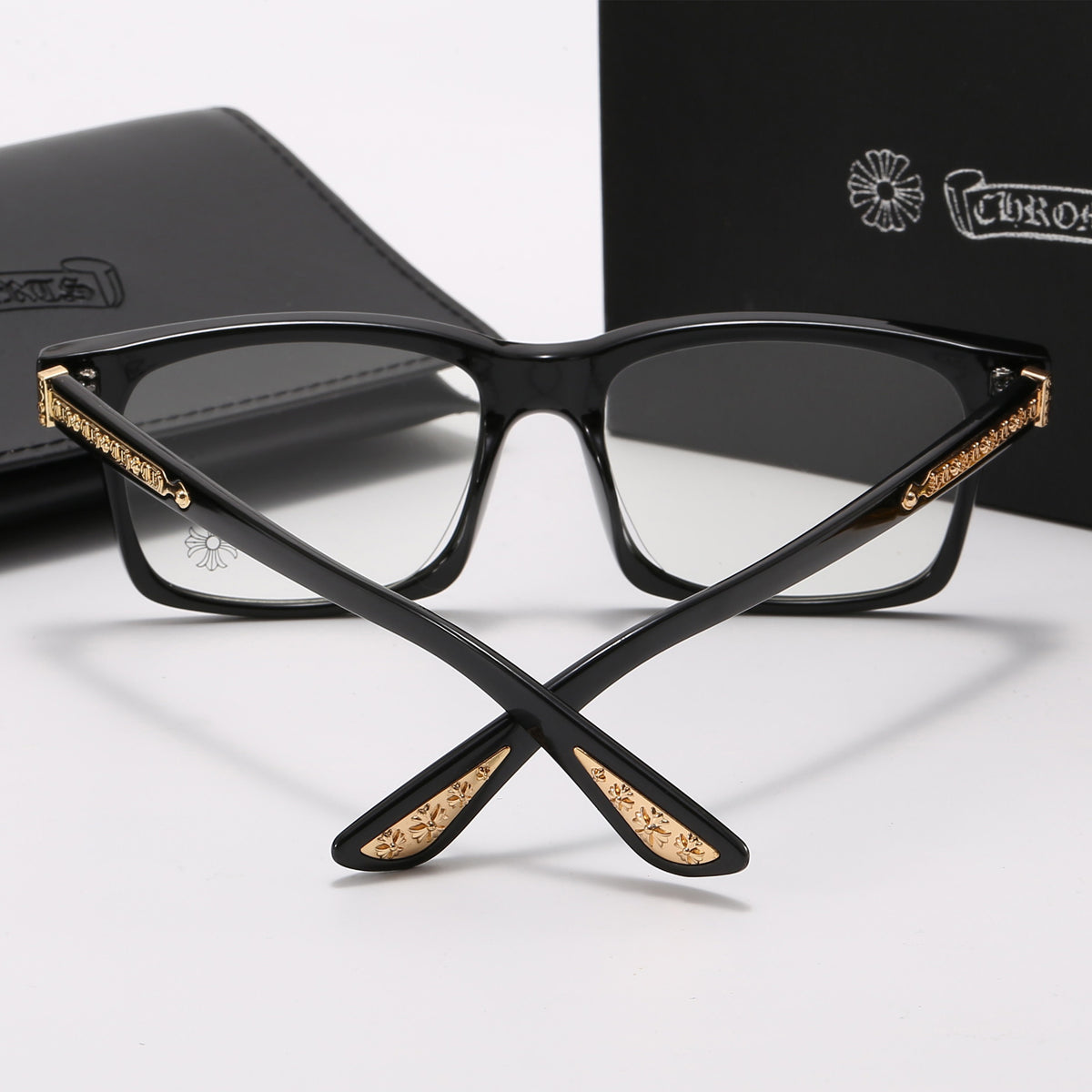 Angular Clear-Lens Glasses with Sculpted Browline
