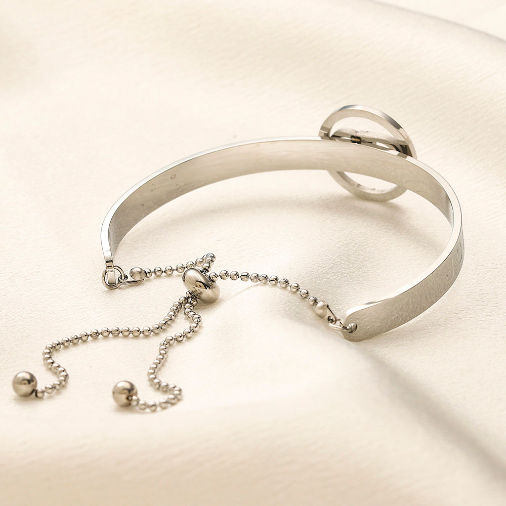 304 Stainless Steel Round Monogram Half-Chain Bracelet