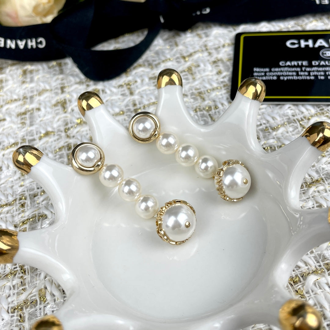 Pearl-Effect Bead Line Drop Earrings