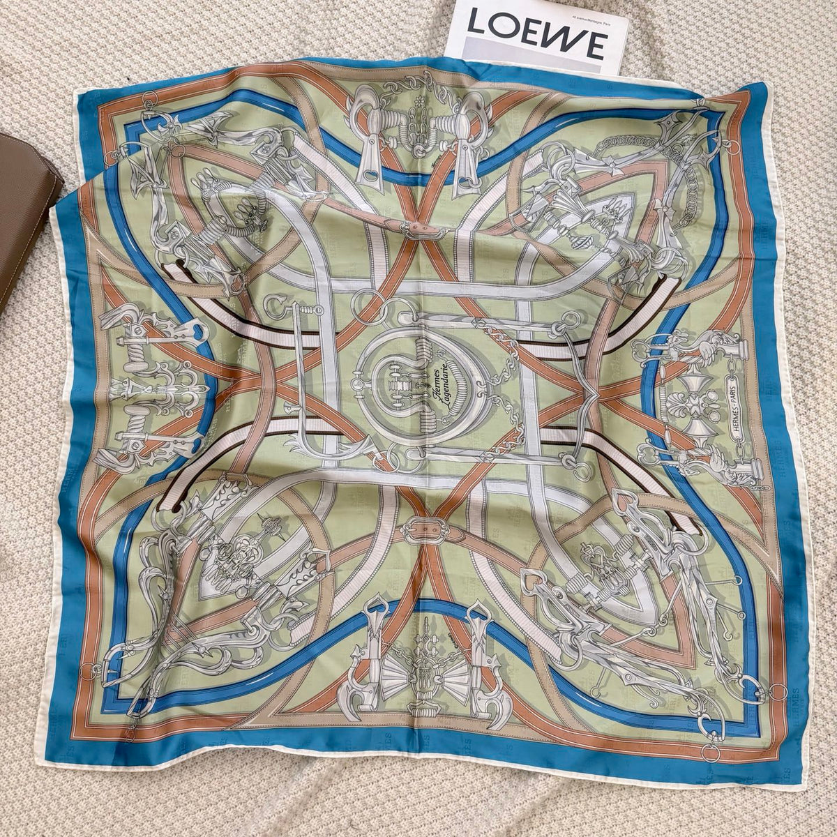Belt & Buckle Print Square Scarf - 90 x 90 cm