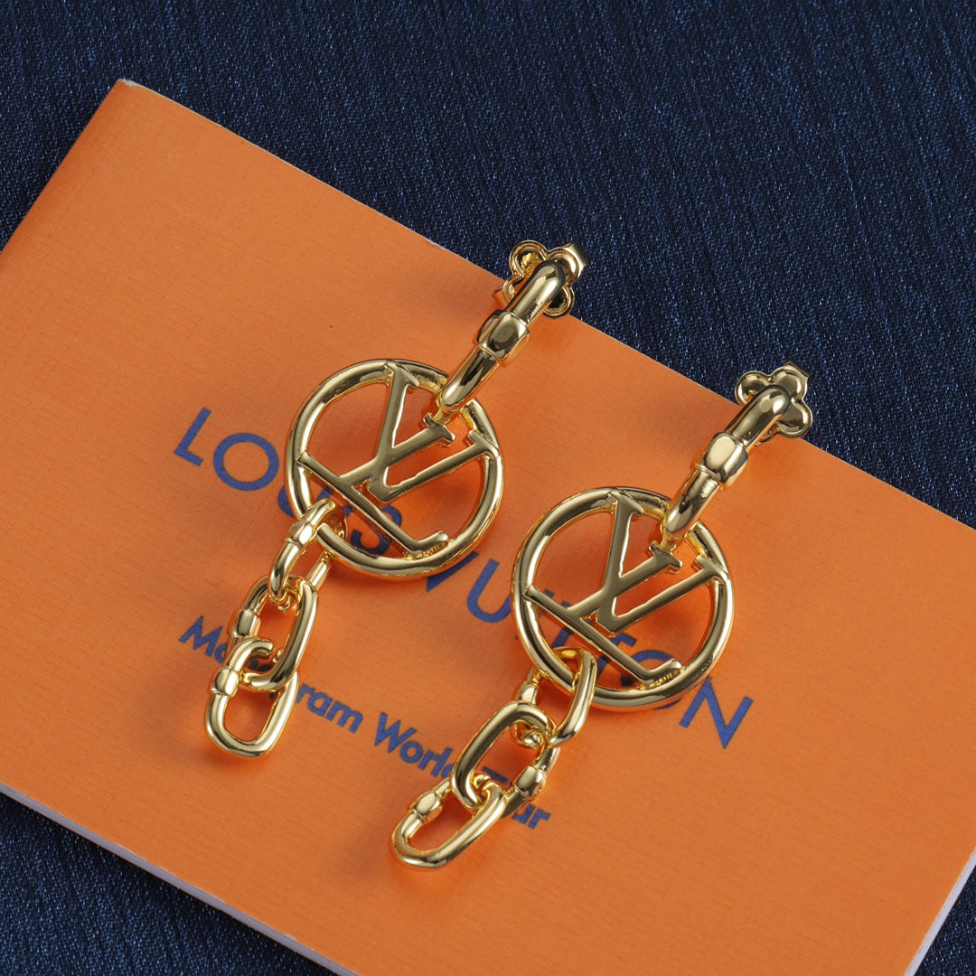 Monogram Chain-Link Dangle Earrings