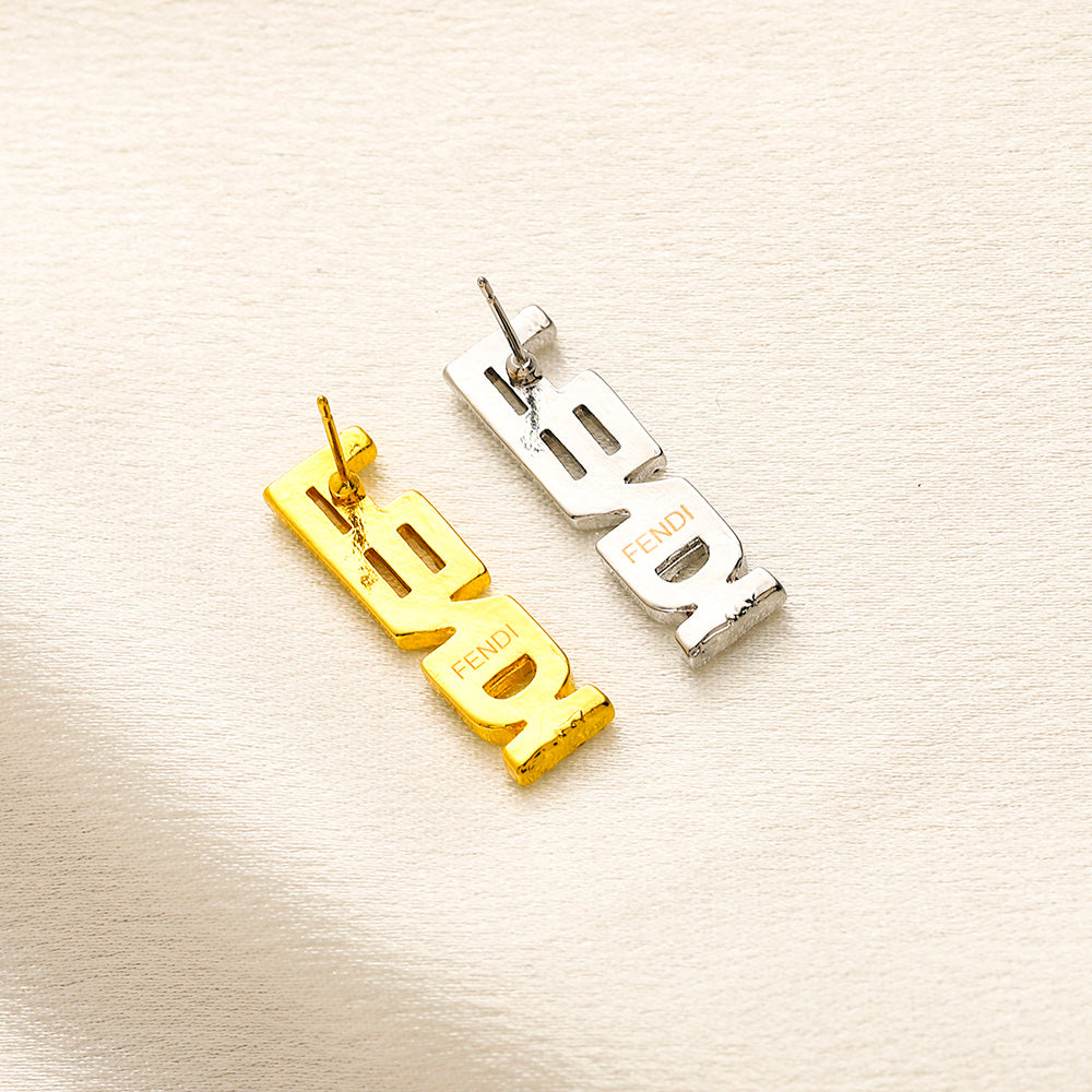 304 Stainless Steel Pave Letter Bar Stud Earrings