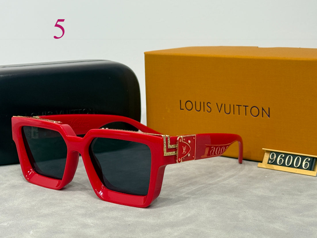 Beveled Square Sunglasses with Metallic Temple Trim