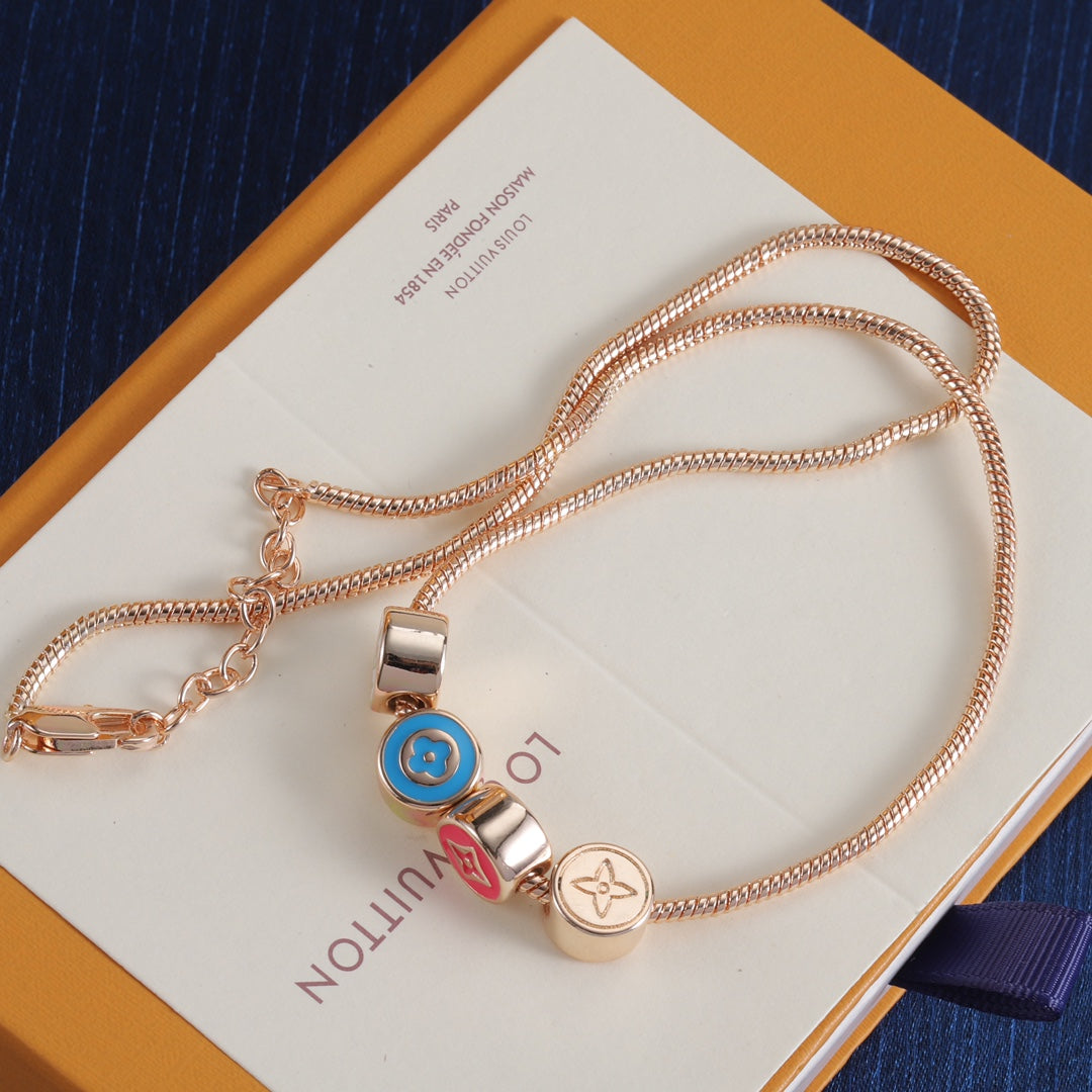 Multicolor Round Monogram Necklace