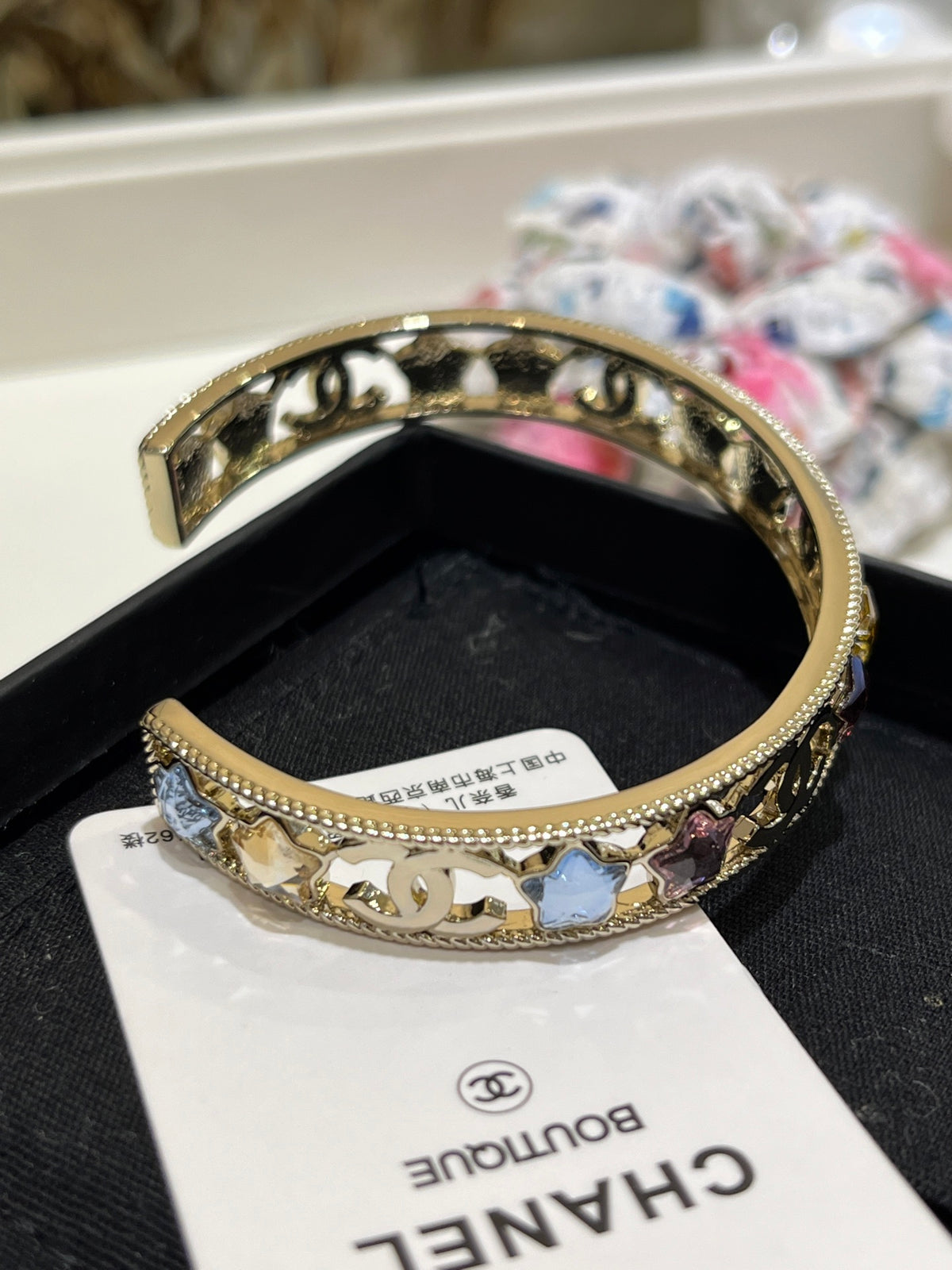 Colorful Stone & Pave Cuff Bracelet