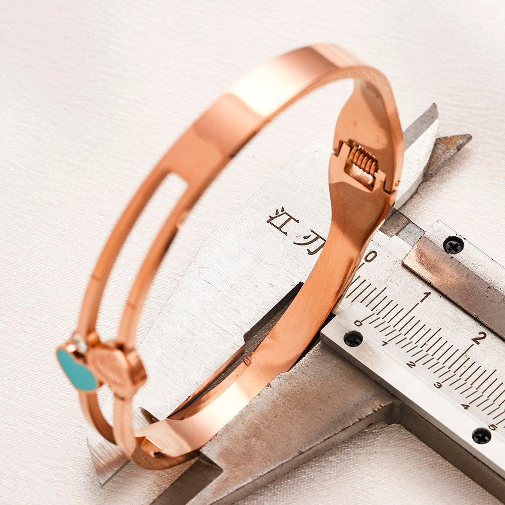 304 Stainless Steel Heart & T-Motif Open Cuff Bracelet