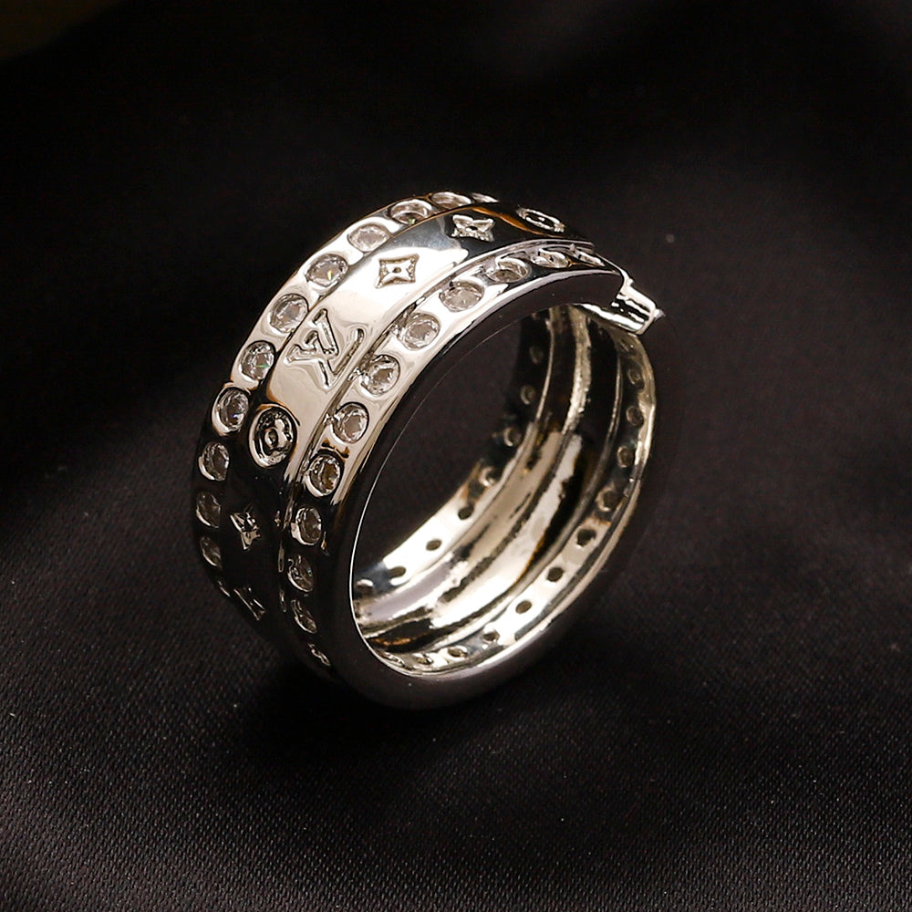 Copper Zirconium Real Gold Plated Ring,Rings Collection、L*V Series