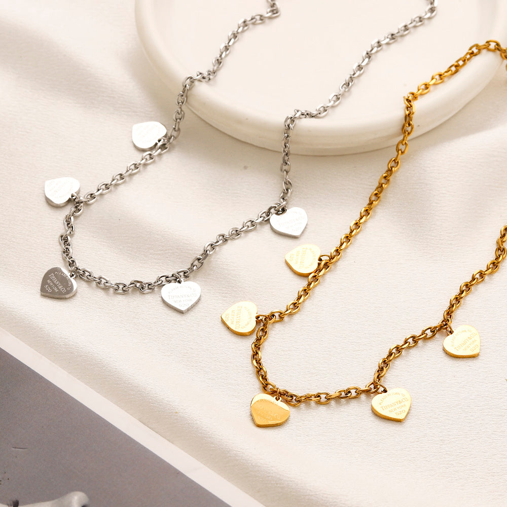 304 Stainless Steel Heart Station Bracelet & Necklace - Individual or Set