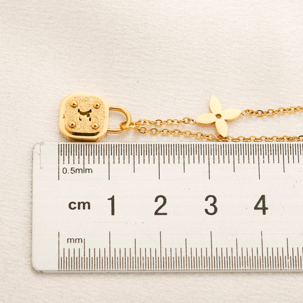 304 Stainless Steel Floral Station & Rounded Pendant Necklace