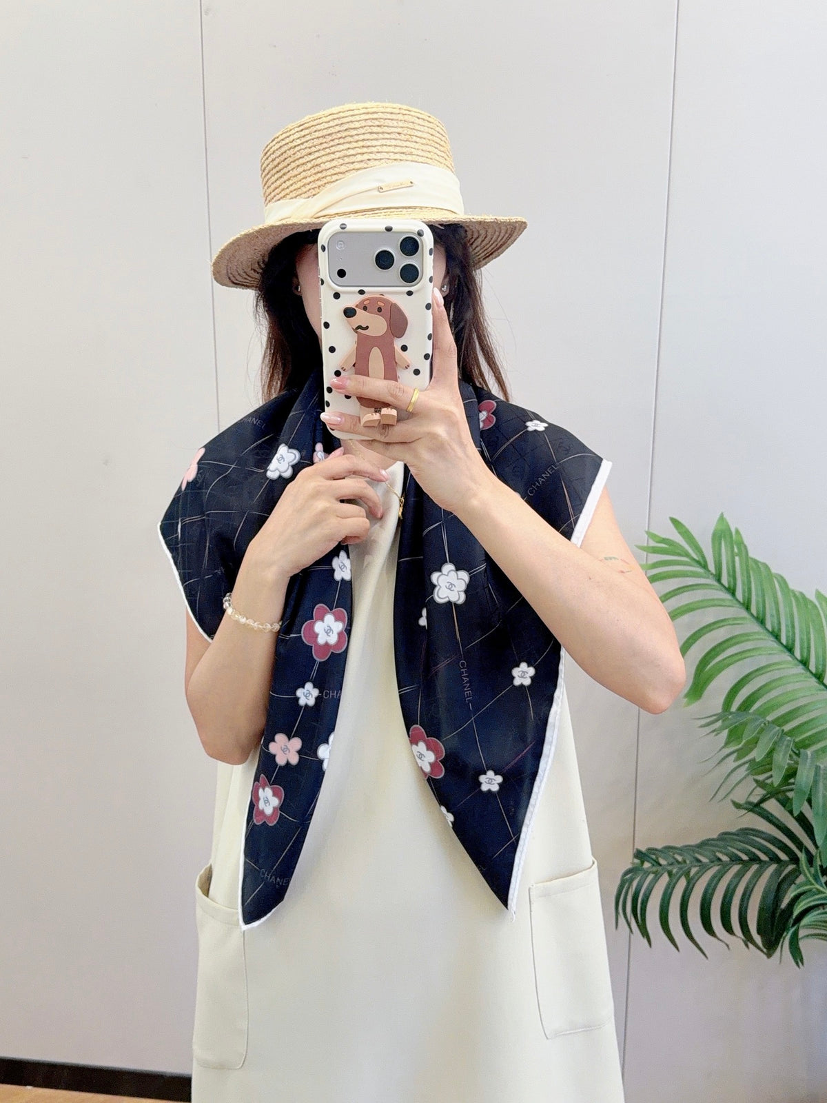 Floral Diamond Lattice Square Scarf - 90 x 90 cm