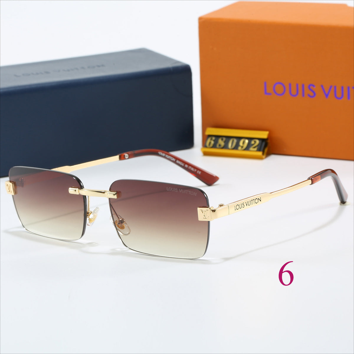 Rimless Square Sunglasses with Monogram Lenses