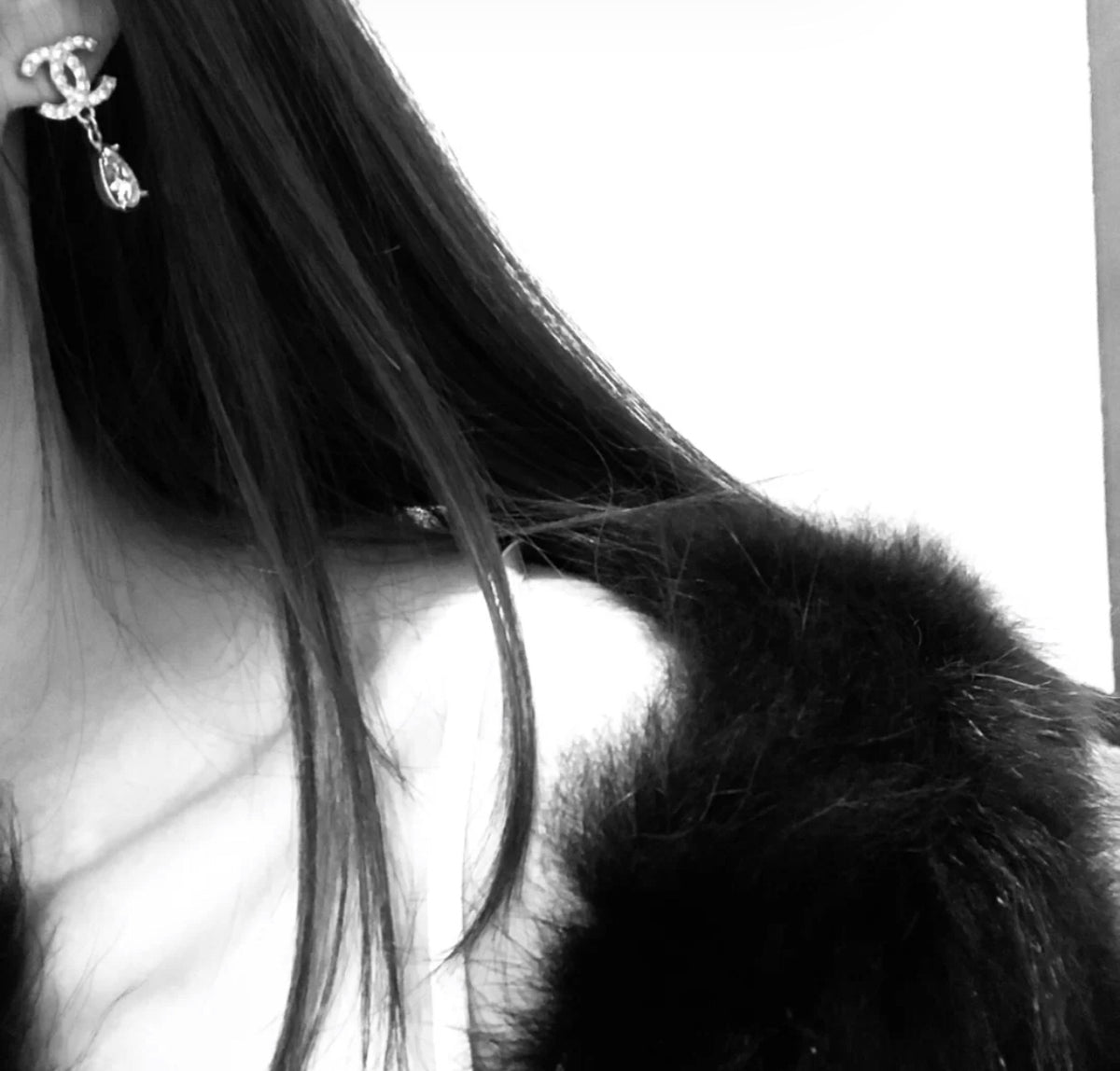 Pave Interlocking-C Teardrop Earrings