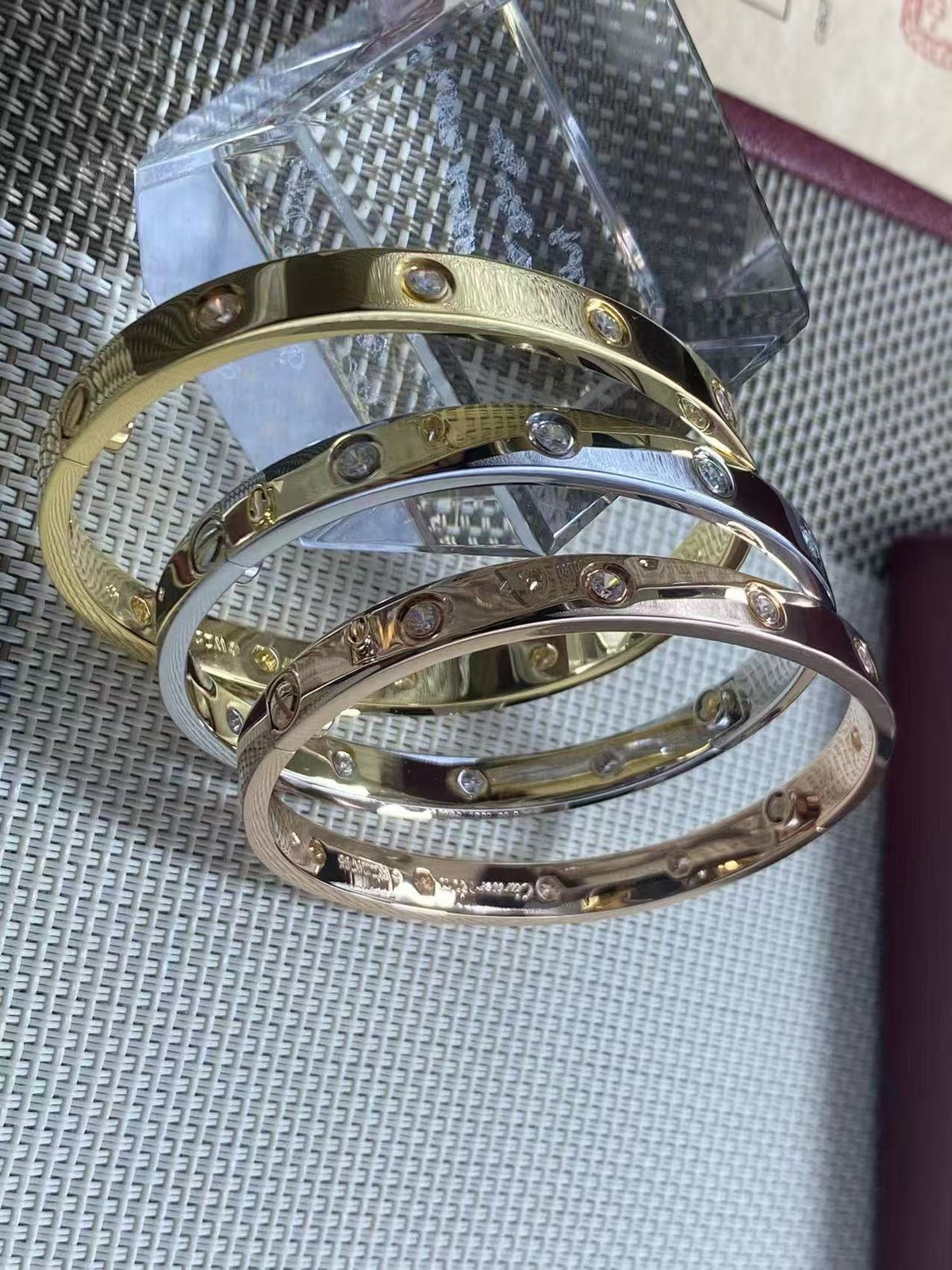 Round Stone Band Bangle Bracelet